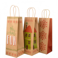 Sacs cadeaux de Noël de luxe pour vin, sacs en papier personnalisés avec logo imprimé pour l'emballage de bouteilles