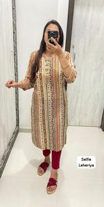 Nouvelle collection de kurtis droits imprimés Lehariya avec pantalon pour les célébrations traditionnelles comme Diwali Eid et Navratri - Product Image 3