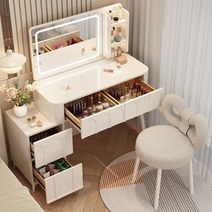 Table <span class=keywords><strong>de</strong></span> toilette <span class=keywords><strong>de</strong></span> chambre à coucher avec miroir, petite table <span class=keywords><strong>de</strong></span> toilette, armoire <span class=keywords><strong>de</strong></span> rangement <span class=keywords><strong>de</strong></span> chevet, miroir avec lumière, bureau intégré avec <span class=keywords><strong>chaise</strong></span> - Product Image 5