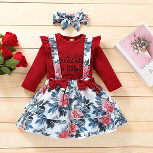 Ensembles de vêtements pour enfants, combinaisons en coton à fleurs pour bébés filles, avec bretelles en dentelle, fabriquées en Chine - Product Image 4