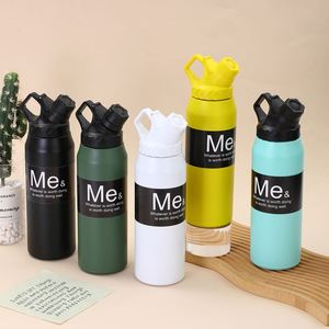 Botella de Agua de Acero Inoxidable con Aislamiento Térmico, Diseño Moderno para Exteriores, 750/950 ml, con Asa y Pajita, Personalizable con Logotipo al por Mayor - Product Image 1