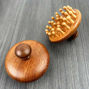 Hochwertiger multifunktion aler Golddraht Grüner Sandelholz-<span class=keywords><strong>Massage</strong></span> kamm Holzkamm - Product Image 2