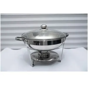 Factory Wholesale Stainless Steel Alcohol Heating Soup Pot Buffet Iron Holder Chafing Dish Simple Round Alcohol Stove Catering
