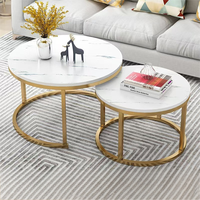 Table Basse en Verre Design Créatif Durable Meuble de Maison Cercle Délicat Design Minimaliste Moderne Piètement Métallique Blanc/Noir