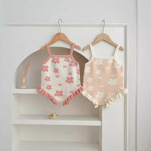 Nieuwe Zomer Stijl Baby Rompertjes Meisje Katoenen Baby Kleding Gebreide Trui Stof Kruipen Pak Bloemen Lieve Baby Jumpsuit - Product Image 1