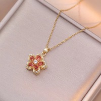 Songfu Bijoux Collier De Mode Tournant Fleur Cuivre Pendentif Collier Titane Acier Chaîne Accessoires Collier Pour Femmes