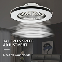 Ventilateur de plafond intelligent de style moderne avec télécommande, 24 vitesses, éclairage LED, profil bas, montage encastré