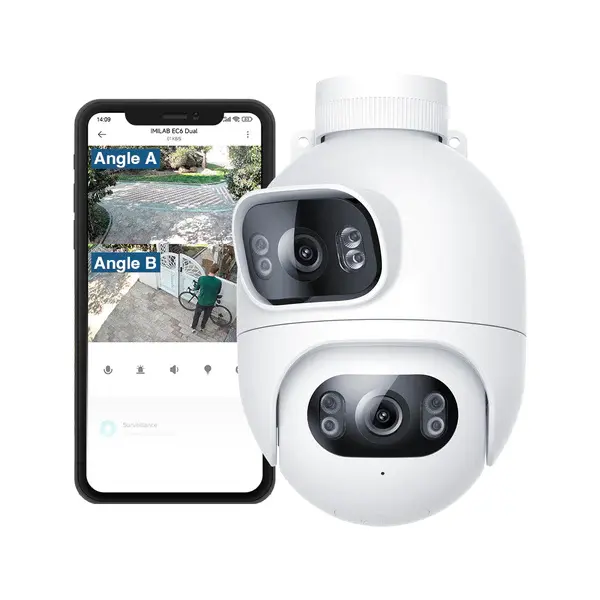 IMILAB EC6 Dual 2K WiFi Spotlight Camera Dual Angle Surveillance 2K Live View   Chat Smart Deterrence App Connection