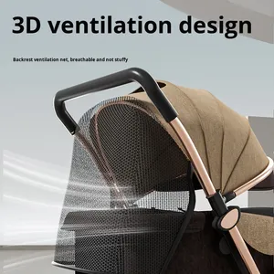 Cochecito de Bebé Plegable, Reversible, con Amortiguación, Cesta de <span class=keywords><strong>Dormir</strong></span> Grande, Ligero, de Cuatro Ruedas, Metálico, 15 kg - Product Image 2