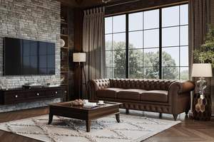 <span class=keywords><strong>Valencia</strong></span> Parma 92 Sofá Chesterfield de cuero Full-Aniline Sofá de cuero italiano Artisan Crafted Nailheads Mid Century Living Room - Product Image 2