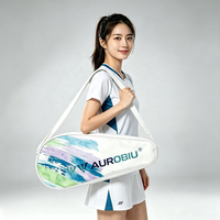 Sac de raquette de tennis à bandoulière en PU imperméable avec logo personnalisé, grande capacité, portable, pour le tennis et le badminton