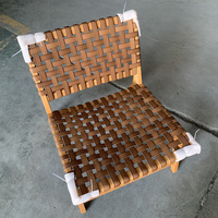 Chaise longue moderne en bois massif pour extérieur, rotin en corde pour patio d'hôtel tissé pour la relaxation dans le salon
