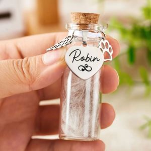 Bouteille commémorative pour poils d'animaux, urne personnalisée pour chien et chat avec nom, cadeau de condoléances pour la perte de poils, petite urne métallique pour moustaches - Product Image 2