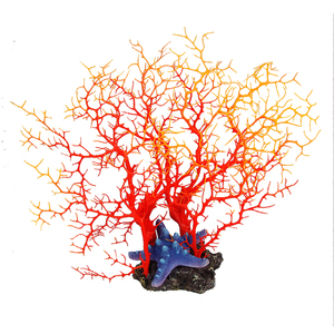 mayor colorido pesca tanque de acuario decoración Artificial de plástico de rama de <span class=keywords><strong>Coral</strong></span> con resina estrella de <span class=keywords><strong>mar</strong></span> - Product Image 1