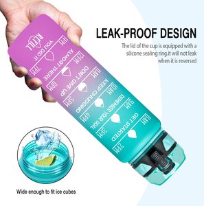 Borraccia sportiva motivazionale Elvira da 950 ml con indicatore di tempo e filtro rimovibile, flusso rapido, tappo a scatto, a prova di perdite, resistente - Product Image 6