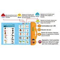 Lecteur de Livres Électroniques Interactif et Bilingue Français/Anglais pour Enfants, Livres d'Apprentissage Précoce, Livre Audio