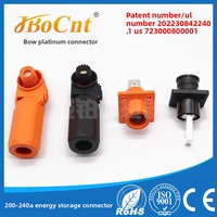 Enchufe de bloqueo automático Chapado en plata unipolar de alta corriente 240A conector de nueva energía de alta potencia ángulo recto nailon DC cobre