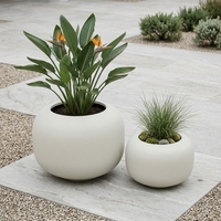 Ensemble de jardinières GRC faites à la main, forme sphérique, texture sable blanchâtre, résistantes aux intempéries, pour la décoration de jardin, villa, hôtel