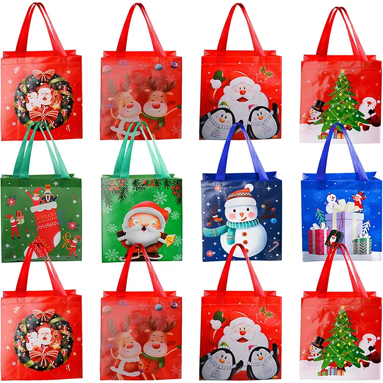 Custom Print Christmas RPET PP Laminated Non Woven Shopping Grocery Bag With Logo