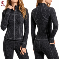 Veste de yoga personnalisée pour femme, entièrement zippée, coupe ajustée, avec trous pour les pouces, manches longues, haut de sport, tenue de sport, veste de course, veste de gym, OEM ODM
