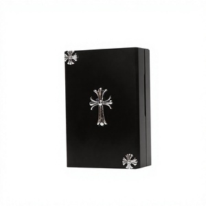 Étui à cigarettes en métal noir ORIGINAL, boîte de rangement pour 20 cigarettes, couvercle carré, logo personnalisé, vente en gros - Product Image 4