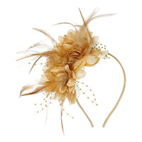 Headband Gaya Fascinator Elegan, Hiasan Kepala Pengantin dengan Bulu dan Bunga