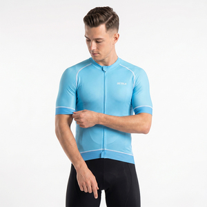 Predyed Men's Short Sleeve Cycling Jersey Custom Breathable Sweat Wicking Long Distance Biking Uniform