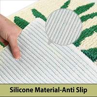 Tapis de salle de bain à motif de feuilles de palmier, tapis de bain doux et absorbant, antidérapant en TPR, lavable, pour l'entrée de la salle de bain, décoration de la maison