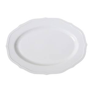 Assiettes <span class=keywords><strong>de</strong></span> <span class=keywords><strong>table</strong></span> en céramique blanches unies à volants, plats ovales pour la maison, la cuisine, le café, le petit-déjeuner, le steak, la cuisine occidentale, usage quotidien - Product Image 6