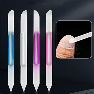 Oem定制可重复使用的蚀刻表面纳米玻璃锉刀圆柱形彩色可洗双面指甲锉