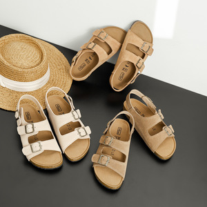 Birkenth sandali da <span class=keywords><strong>donna</strong></span> in vera pelle romana in stile coreano scarpe da spiaggia con plateau in sughero Sole spessa chiusura Slip-On estate - Product Image 2