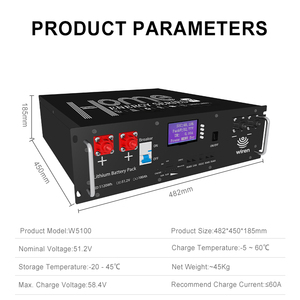 Wiren W5100 51.2V 100Ah Battery 5kwh Home <b>Energy</b> <b>Storage</b> <b>System</b> LCD Display Modular Rack Design Rack Mount Battery - Product Image 5