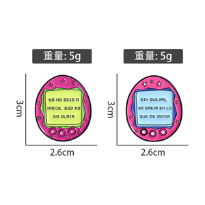 Pins de esmalte retro con diseño de huevo y cita en español de Tamagotchi, divertidos, con la frase 'Yo No Odio A Nadie', pin de solapa de arte pixelado colorido, como regalos para amigos - Product Image 5