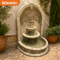 Fontaine murale décorative pour salon intérieur, style européen moderne, panneau sculpté à la main beige personnalisé, effet cascade