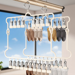 Sock <b>Drying</b> <b>Rack</b> With 18 Clips Rectangle Hook Type Clothing Organizer For Home Use - Product Image 2