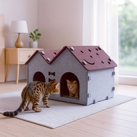 Nichoir en feutre pour chat d'intérieur, lit pour chat pour salon, chambre à coucher, grotte pour chat, cachette avec deux entrées arquées, nid pour chatons, petits chats