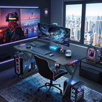Bureau debout moderne de qualité supérieure pour bureau à domicile, bureau d'étude pour étudiants, LED, lumières RVB Table de jeu E-sports pour joueurs PC