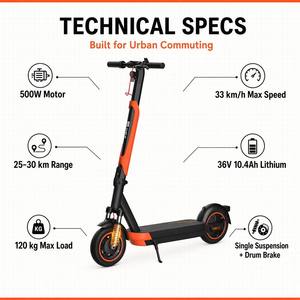 Scooter Eléctrico Plegable OBX 36V 10.4Ah para Adultos, para Desplazamientos Urbanos, Liquidación, Disponible en Almacén de EE. UU., Entrega en 7 Días - Product Image 3