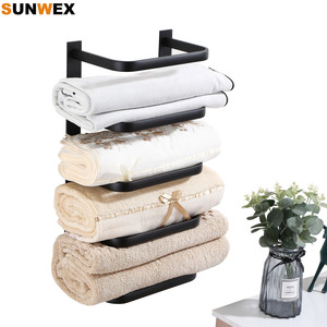 Hiện đại Matte đen 5-Layer khăn giá phòng tắm Rack khăn kệ và chủ - Product Image 6