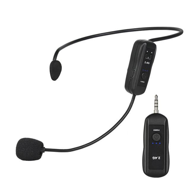 Professional 2.4G Wireless Over-Ear Dynamic Microphone Cardioid Omni-Directional LED XLR Microplastic Metal for Live Streaming