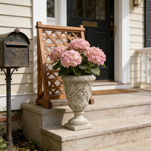 Macetero de Resina con Diseño de Vid y Acanthus - Acabado con Efecto Piedra Antigua, Estilo Barroco para Jardines y Patios Toscanos - Product Image 6