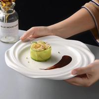 Keramik-Essteller Mikrowellengeeignet Rund Glasiert Minimalistisches Design Moderner Stil Reinweiß Hochwertiges Hotel-Restaurant-Geschirr