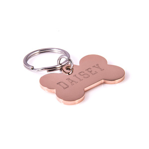 Etiqueta de identificación personalizada para mascotas, logo de metal de oro rosa, regalo de promoción, grabado láser de acero inoxidable, etiqueta de perro en blanco - Product Image 3