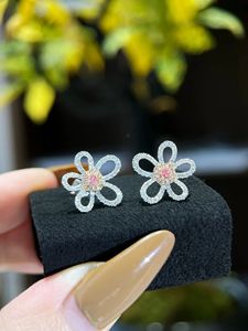 Bijoux de luxe Xinfly, or véritable 18 carats, diamant rose naturel 0,13 ct, diamant naturel 0,33 ct, style fleur, boucles d'oreilles pour femmes - Product Image 2