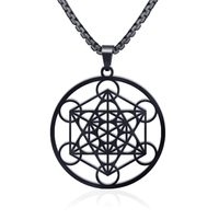 Collier Géométrie Sacrée Merkaba Bijoux Metatron Collier Vermeil Or Bijoux Pendentif Creux Collier Hip Hop
