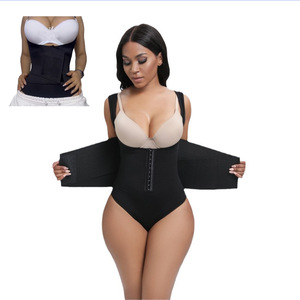 Women's Shaping Waist <b>Belt</b> Bodysuit Thong Hip Lifting Slimming Control With Buckles Nylon Fabric Black - Product Image 2