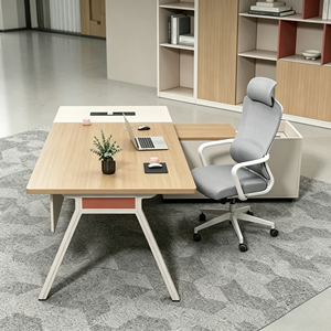 Scrivania da Ufficio Moderna Minimalista Bianca in Legno <span class=keywords><strong>con</strong></span> Cassetto Portaoggetti e Mobile Laterale, Set di Mobili per Ufficio - Product Image 5