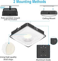 Boîtier de lampe LED pour auvent de station-service, dissipateur thermique, IP65, coque en aluminium moulé sous pression avec lentille, joint, plaque de montage, 40W-70W