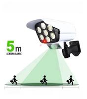 Vente flash : Lampe solaire murale extérieure sans fil en forme de caméra 77SMD, télécommande, étanche, détecteur de mouvement, pour patio, jardin, cour