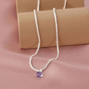 Sparkling Zircon Heart Diamond Charm Pendants Necklace Shiny Choker Necklace for Women Wedding Clavicle <b>Chain</b> Fashion Jewelry - Product Image 3